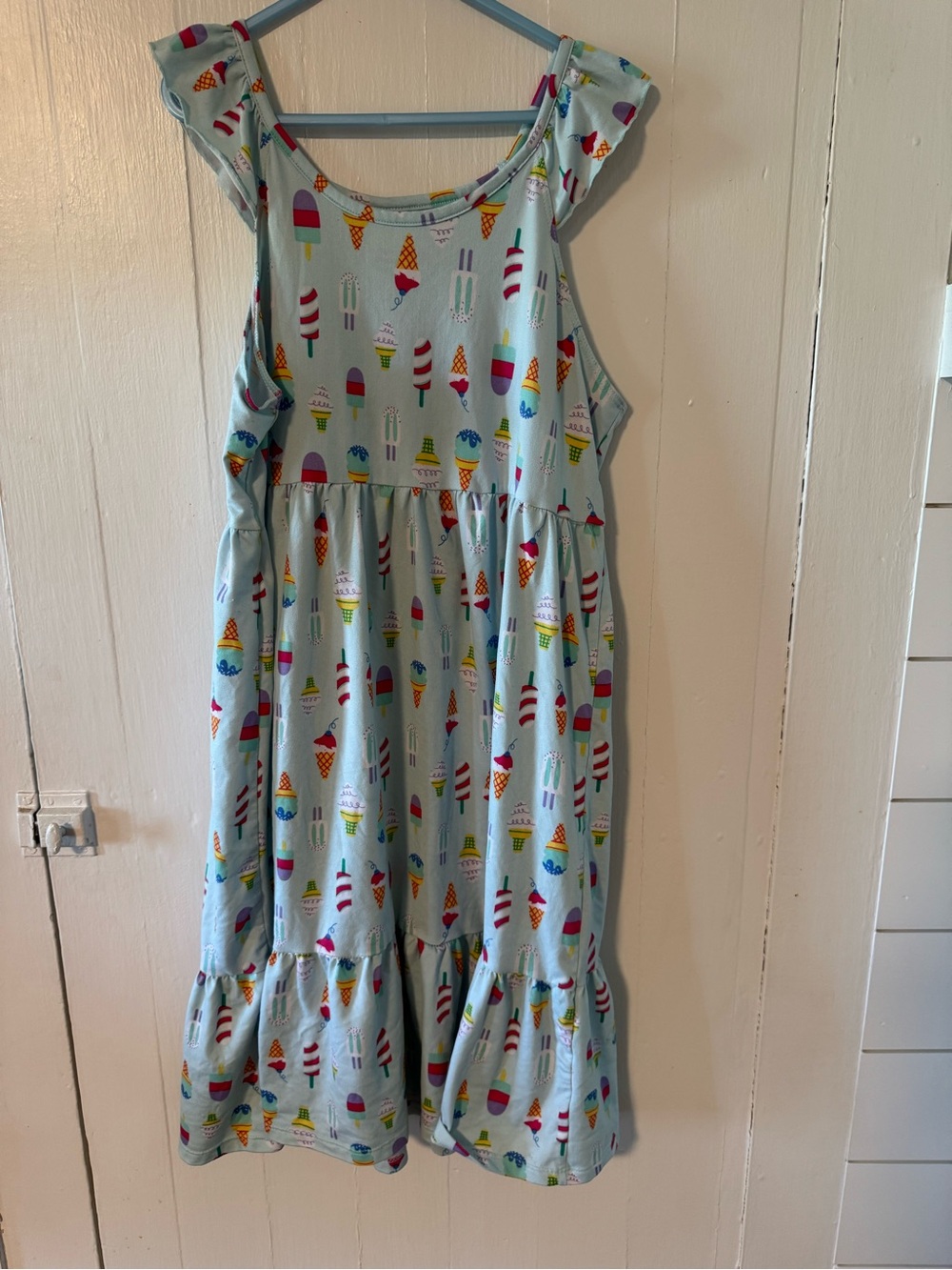 Kids Light Blue Ice Cream Print Dress